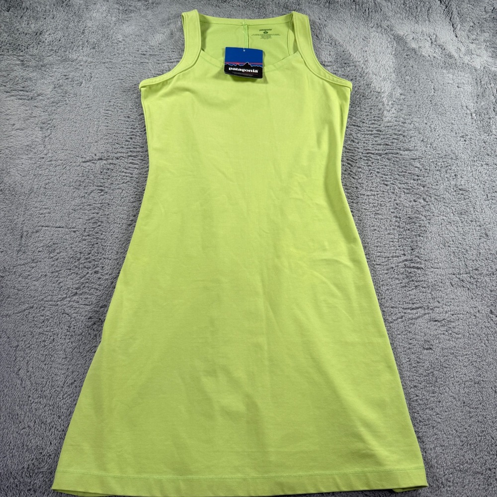 Patagonia Tank Dress Women Medium Lime Green New A-Line Organic Cotton Blend